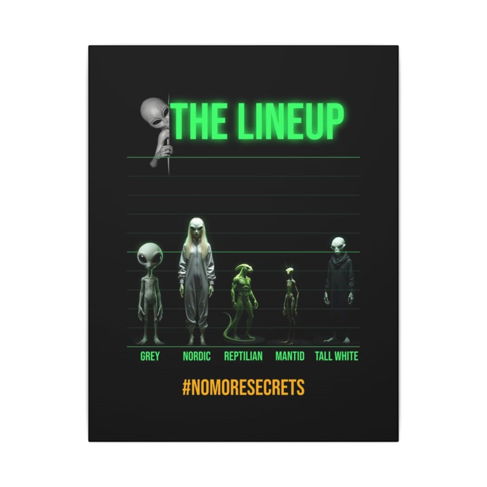 Alien Races Lineup Canvas, front view (Printify product mockup)