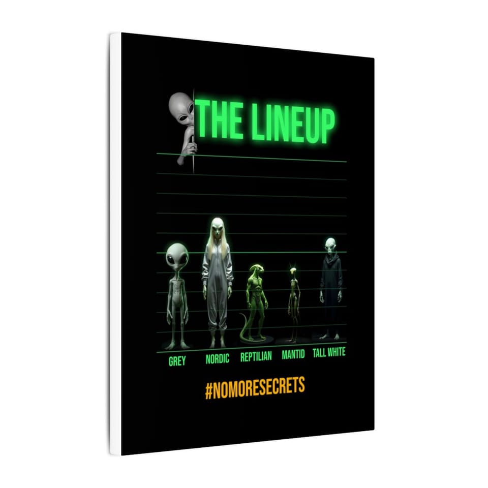 Alien Races Lineup Canvas, side view (Printify product mockup)