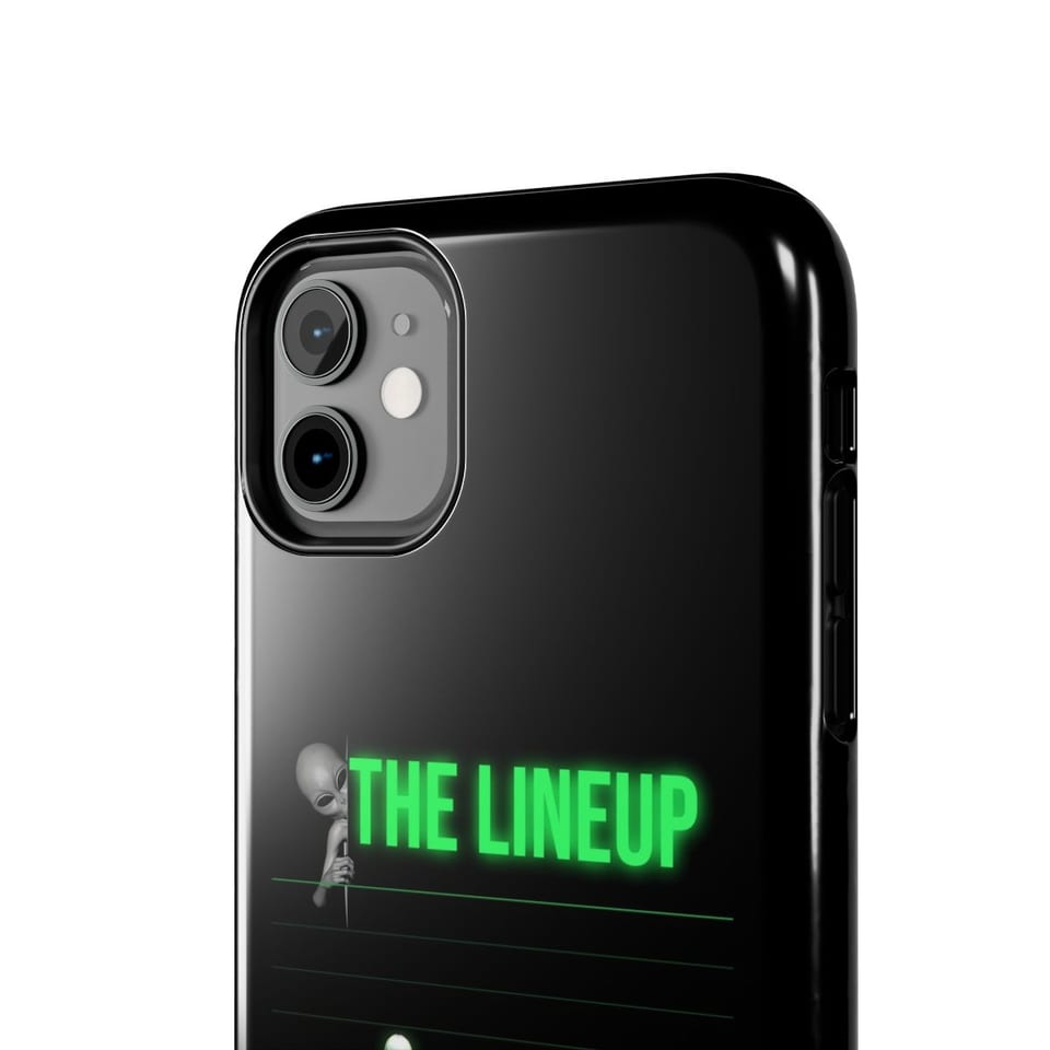 Alien Races Lineup Phone Case, close up view (Printify product mockup)