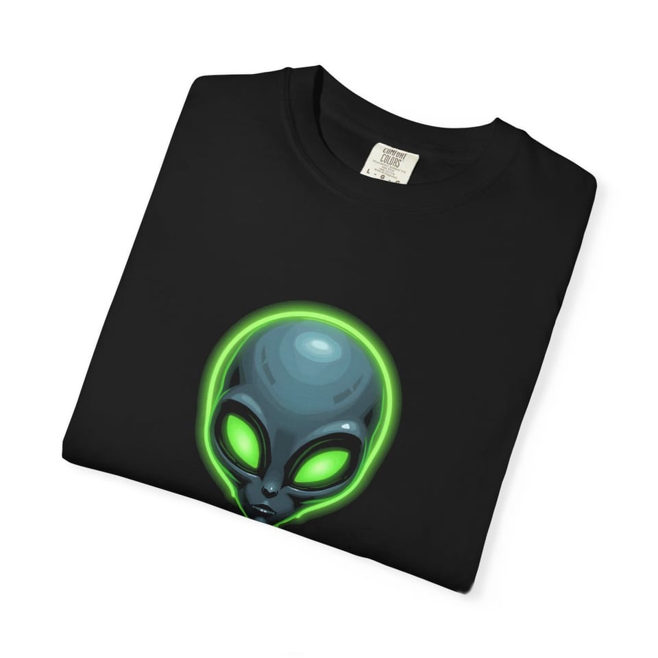 Already Here Neon Grey Tee, folded view (Printify product mockup)