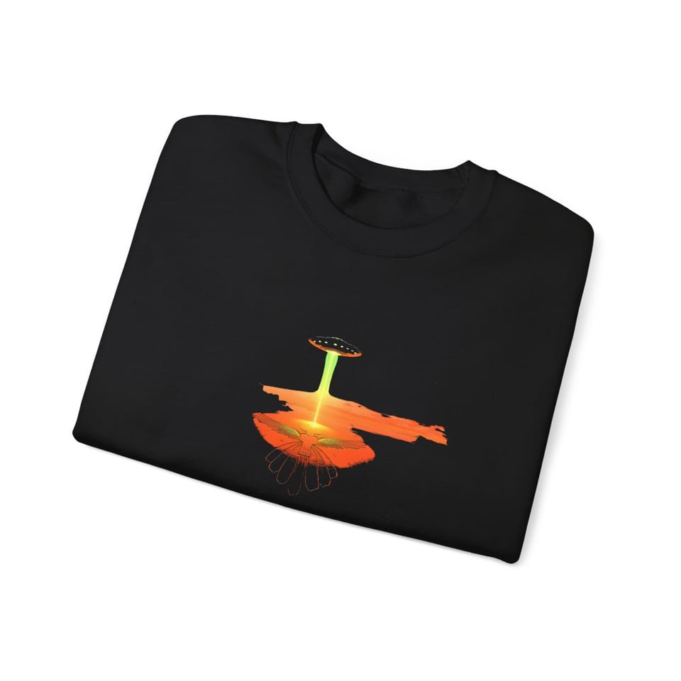 Ancient Contact Desert Lines Crewneck Sweatshirt, folded view (Printify product mockup)