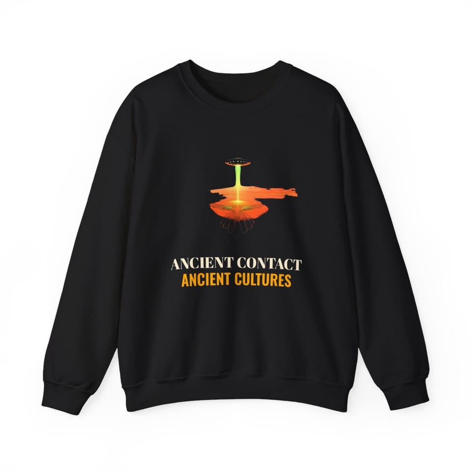 Ancient Contact Desert Lines Crewneck Sweatshirt, front view (Printify product mockup)