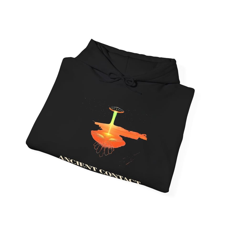 Ancient Contact Desert Lines Hoodie, folded view (Printify product mockup)