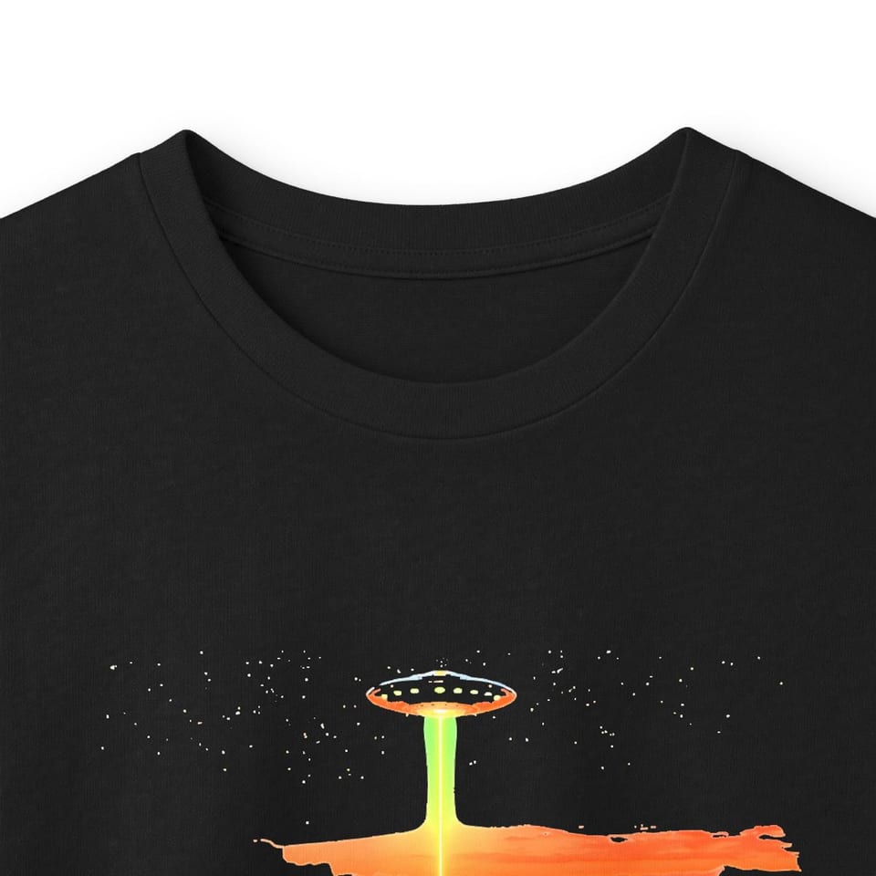 Ancient Contact Desert Lines Long Sleeve Tee, collar closeup view (Printify product mockup)