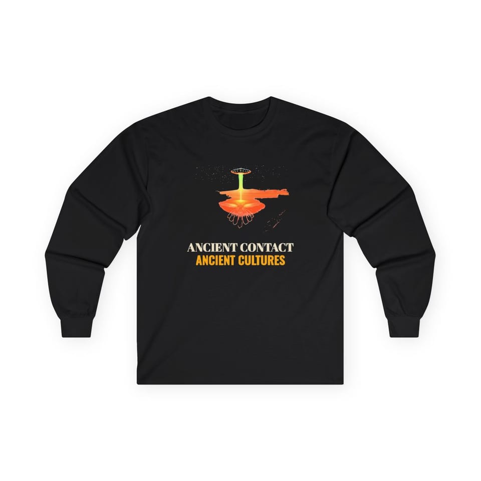 Ancient Contact Desert Lines Long Sleeve Tee, front view (Printify product mockup)