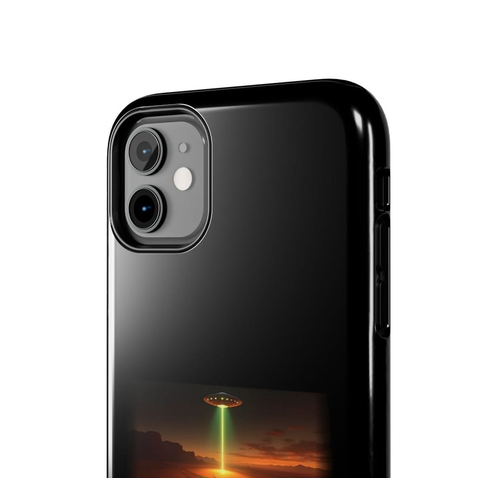 Ancient Contact Desert Lines Phone Case, close up view (Printify product mockup)