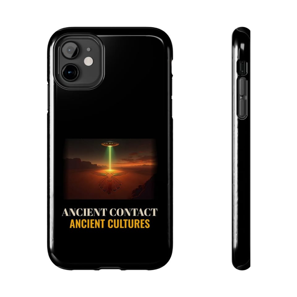 Ancient Contact Desert Lines Phone Case, front and-side view (Printify product mockup)