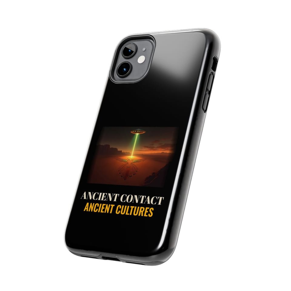 Ancient Contact Desert Lines Phone Case, side view (Printify product mockup)