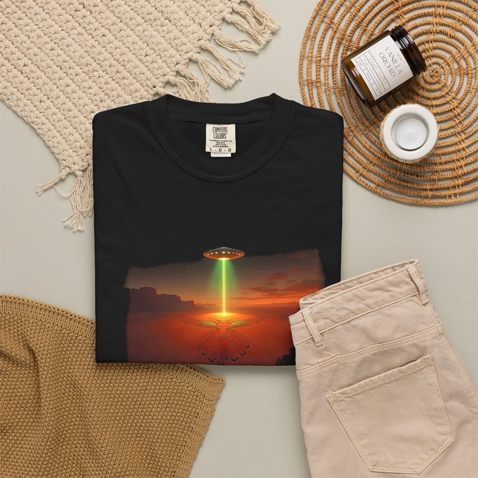 Ancient Contact Desert Lines Tee, folded 2 view (Printify product mockup)