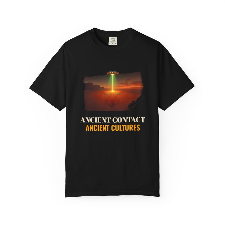 Ancient Contact Desert Lines Tee, front view (Printify product mockup)
