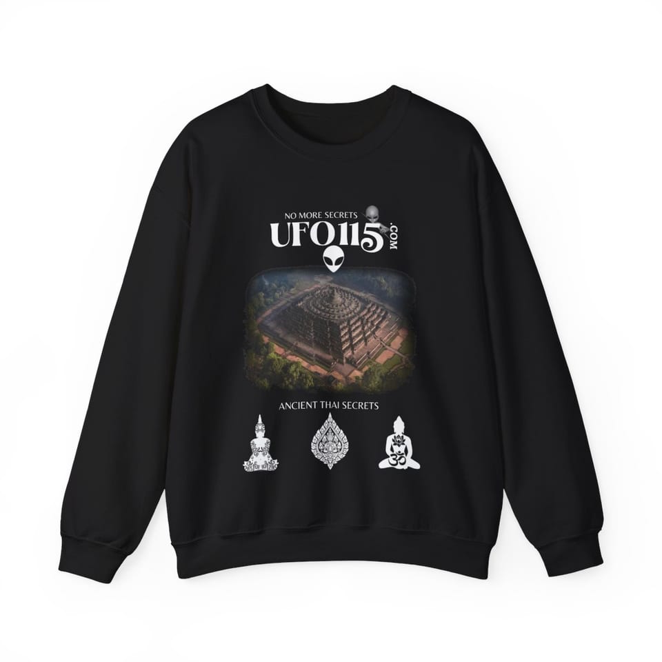 Ancient Thai Secrets Crewneck Sweatshirt, front view (Printify product mockup)