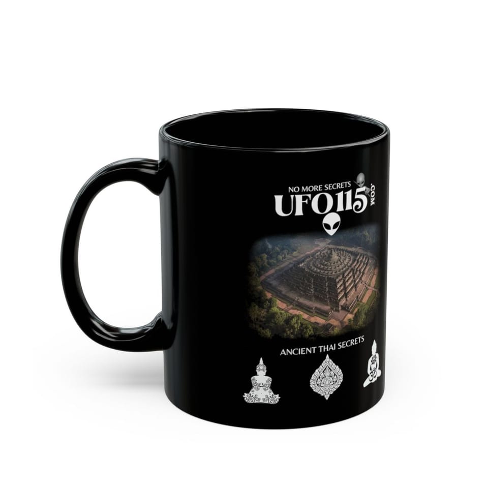 Ancient Thai Secrets Mug, left side view (Printify product mockup)