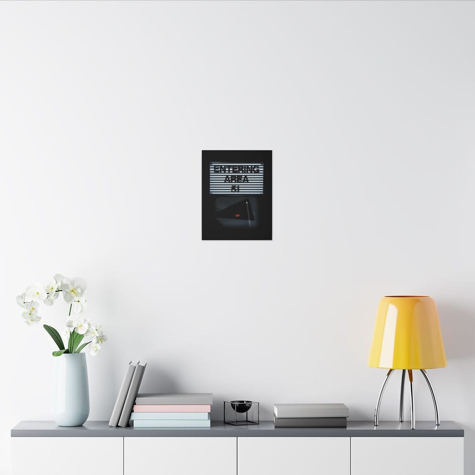 Area 51 Black Triangle Canvas, context 2 view (Printify product mockup)
