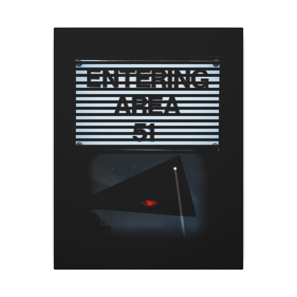Area 51 Black Triangle Canvas, front view (Printify product mockup)