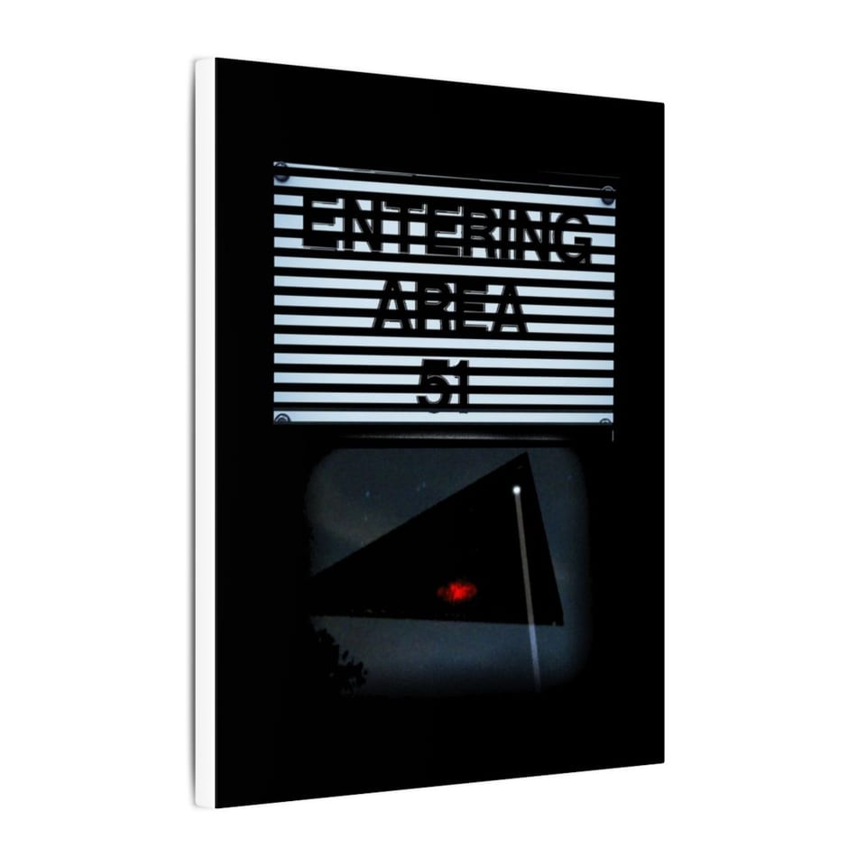 Area 51 Black Triangle Canvas, side view (Printify product mockup)