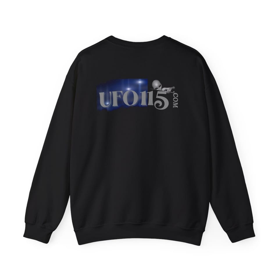 Area 51 Black Triangle Crewneck Sweatshirt, back view (Printify product mockup)