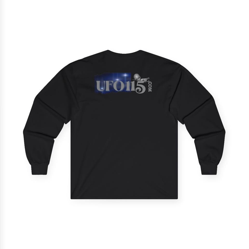Area 51 Black Triangle Long Sleeve Tee, back view (Printify product mockup)