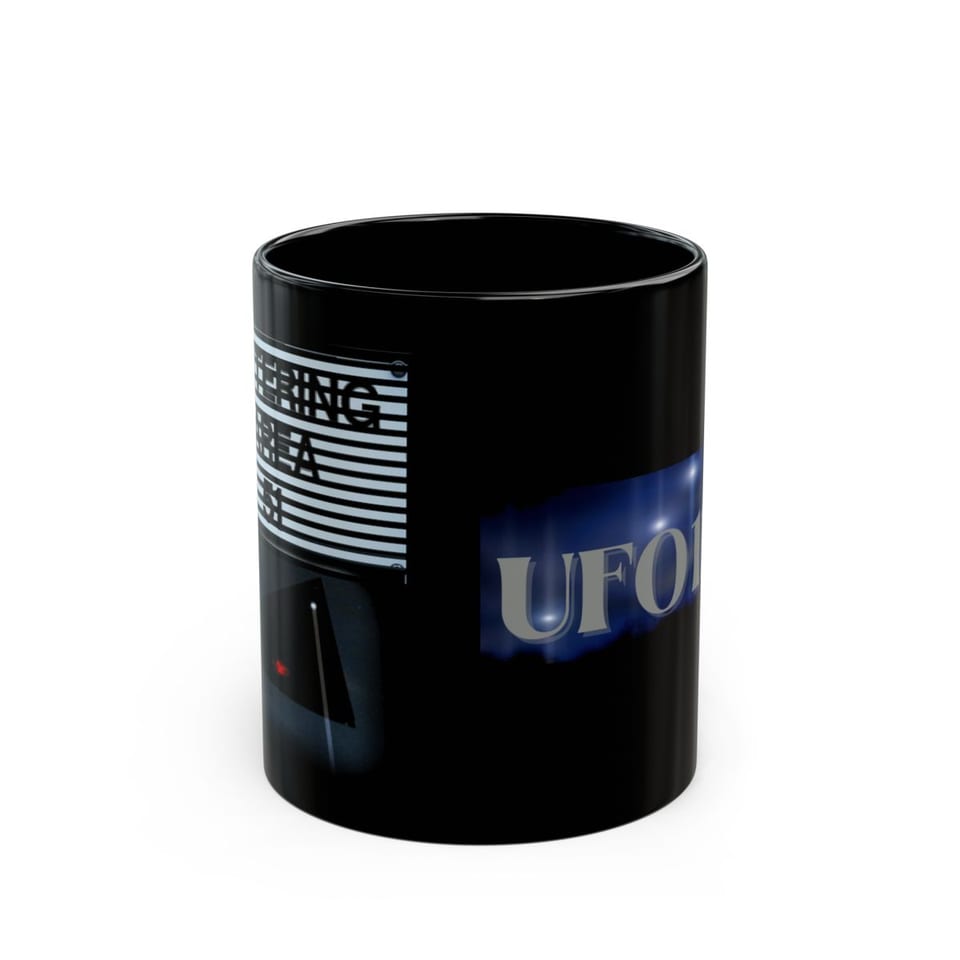 Area 51 Black Triangle Mug, front view (Printify product mockup)