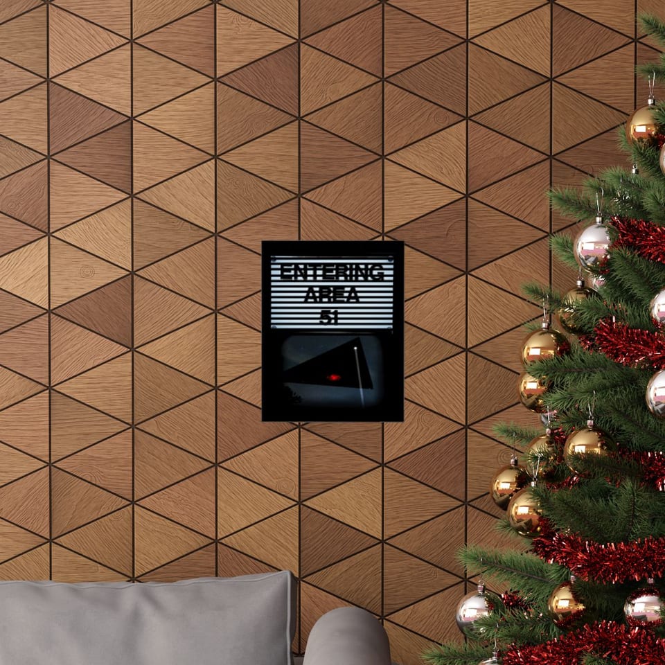 Area 51 Black Triangle Poster, context 1 view (Printify product mockup)