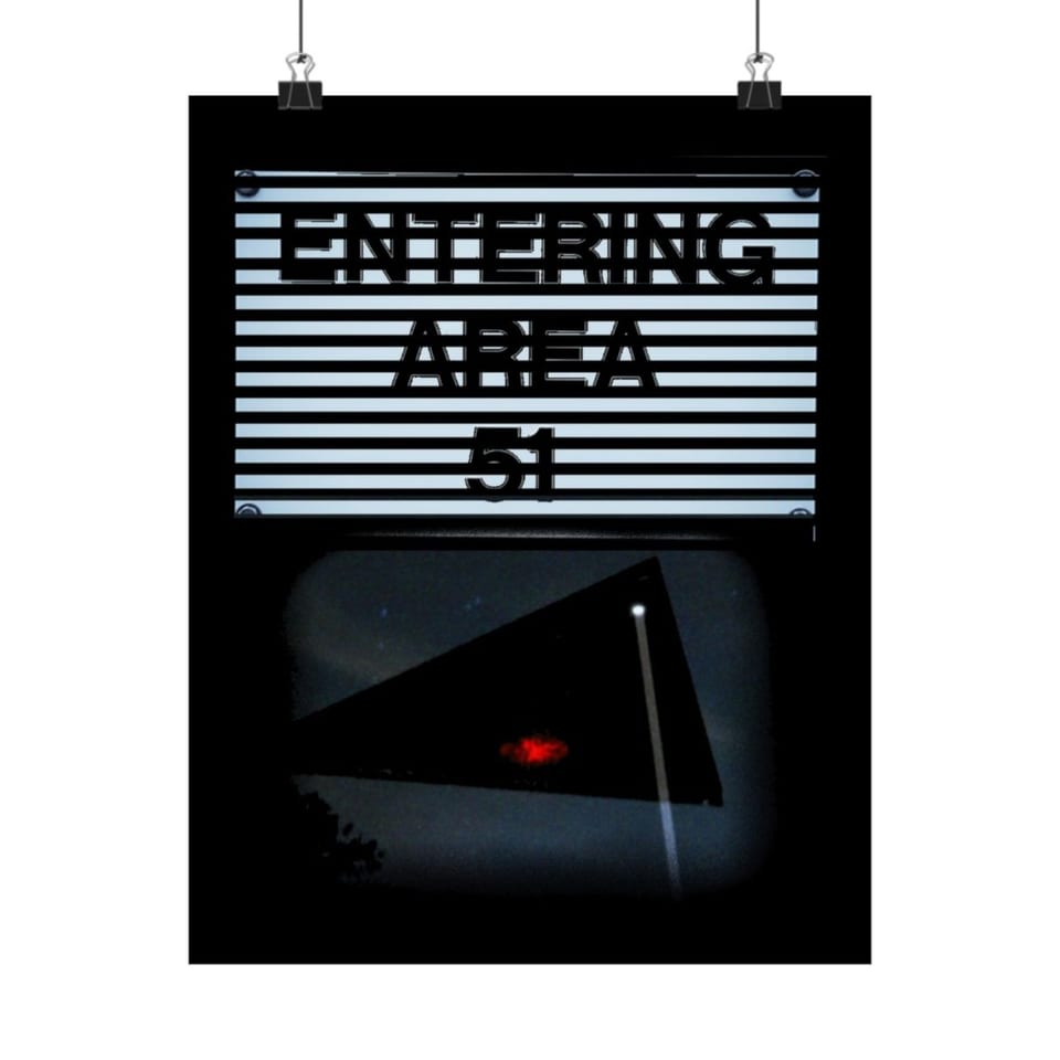 Area 51 Black Triangle Poster, front view (Printify product mockup)