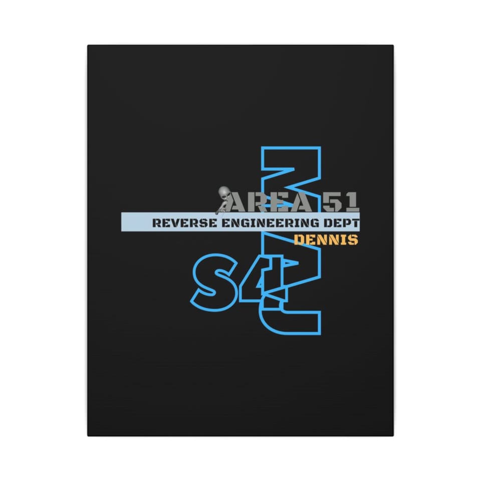 Area 51 Reverse Engineering Dept Canvas, front view (Printify product mockup)