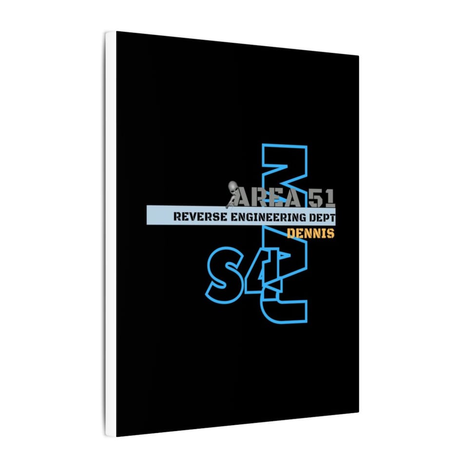 Area 51 Reverse Engineering Dept Canvas, side view (Printify product mockup)