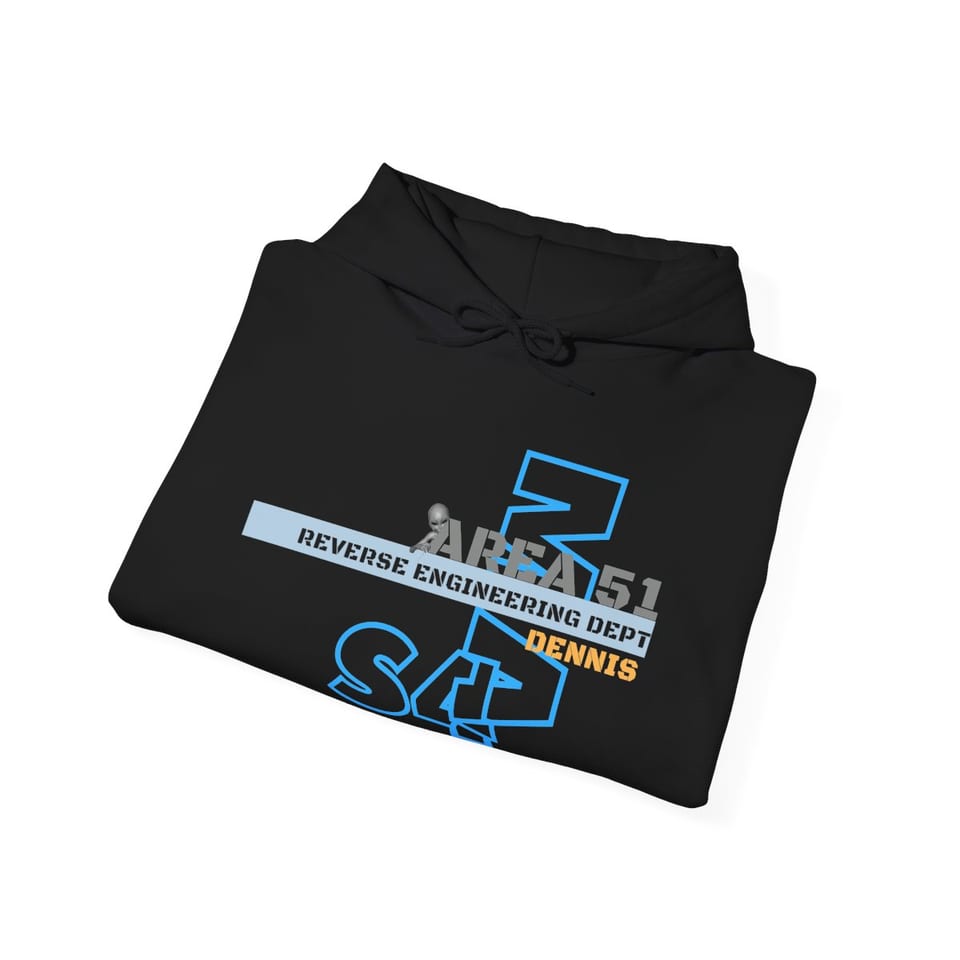 Area 51 Reverse Engineering Dept Hoodie, folded view (Printify product mockup)