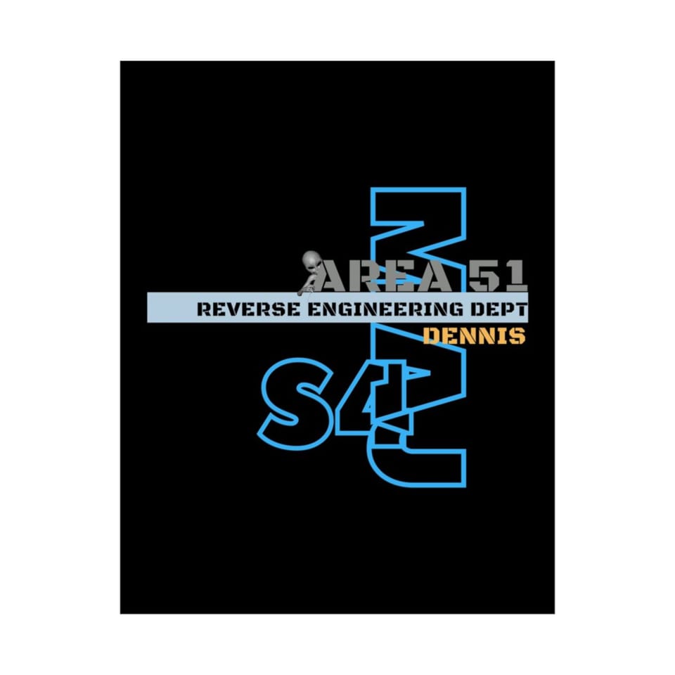Area 51 Reverse Engineering Dept Poster, front 2 view (Printify product mockup)