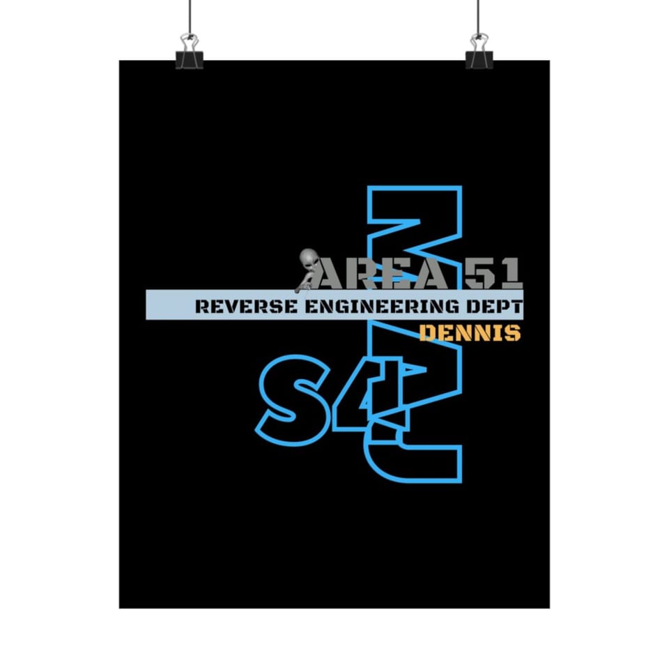 Area 51 Reverse Engineering Dept Poster, front view (Printify product mockup)