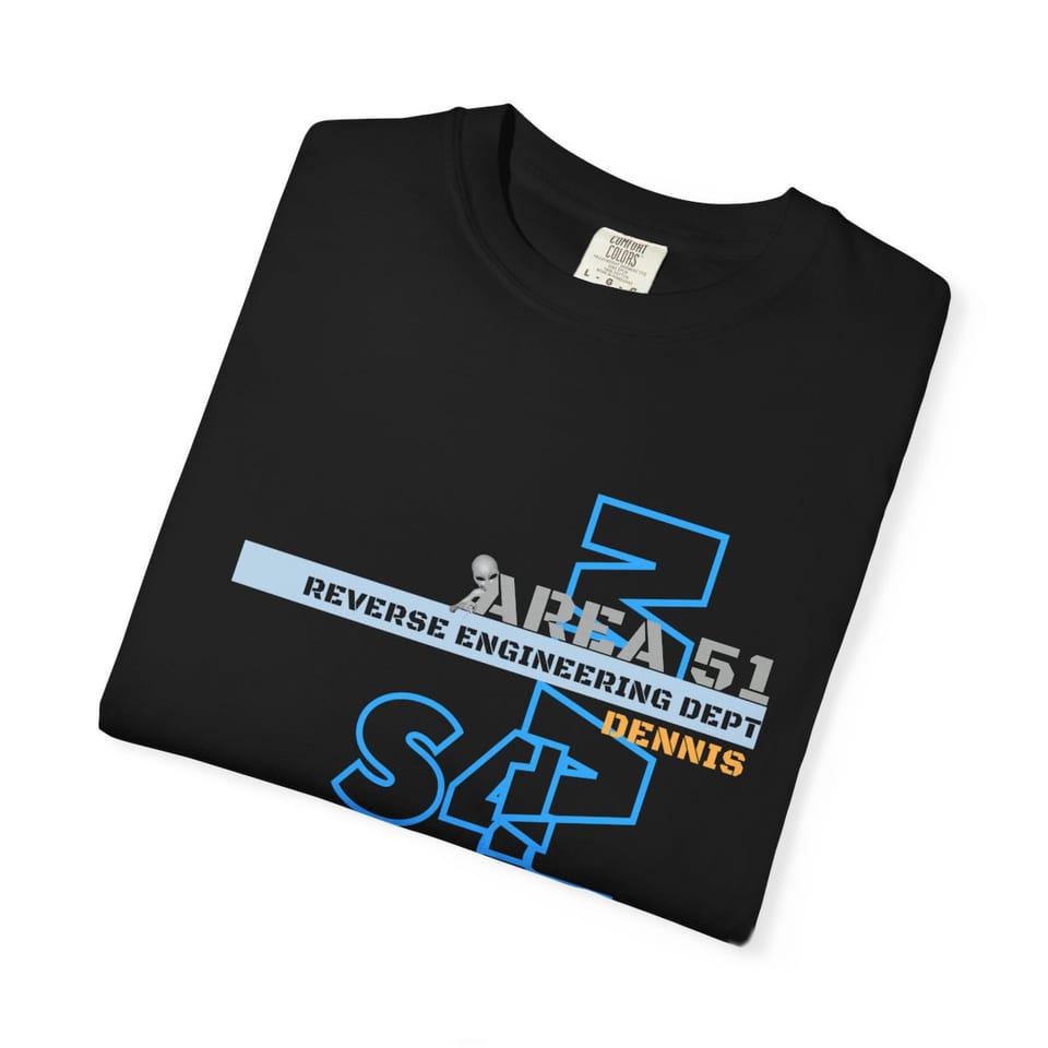 Area 51 Reverse Engineering Dept Tee, folded view (Printify product mockup)