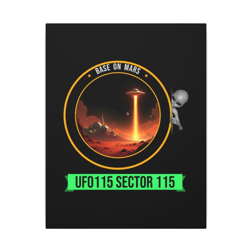 Base on Mars Mission Patch Canvas, front view (Printify product mockup)