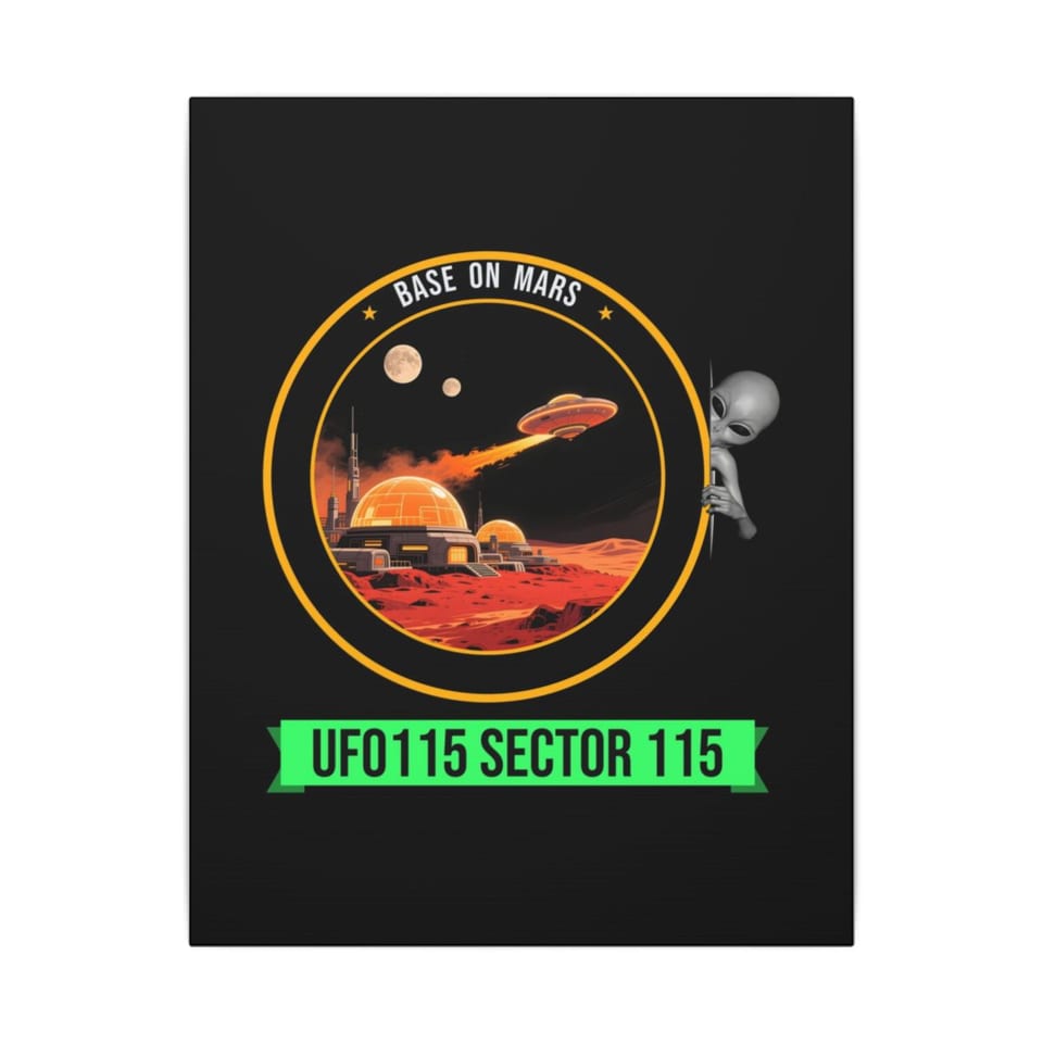 Base on Mars Mission Patch Canvas, front view (Printify product mockup)