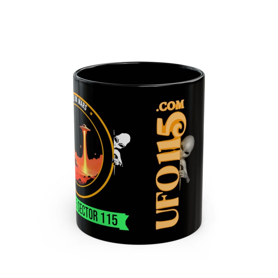 Base on Mars Mission Patch Mug, front view (Printify product mockup)