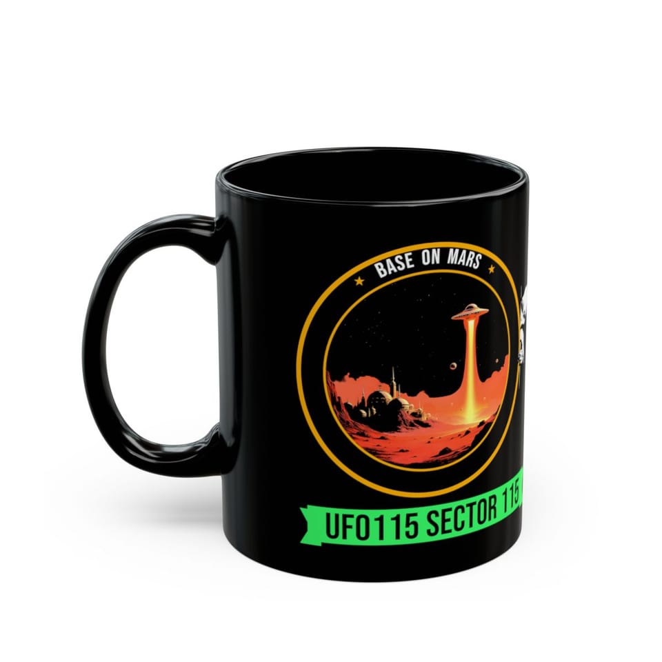 Base on Mars Mission Patch Mug, left view (Printify product mockup)