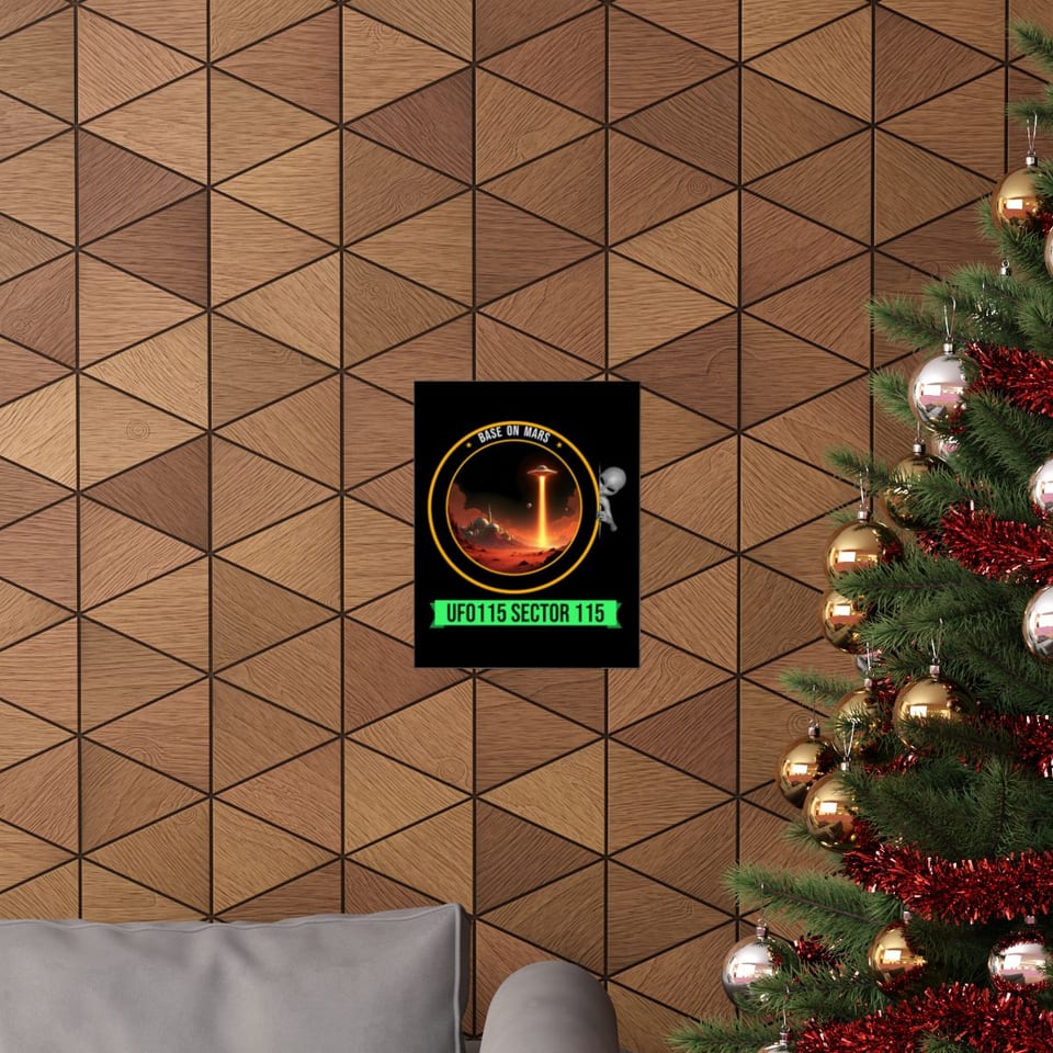 Base on Mars Mission Patch Poster, context 1 view (Printify product mockup)