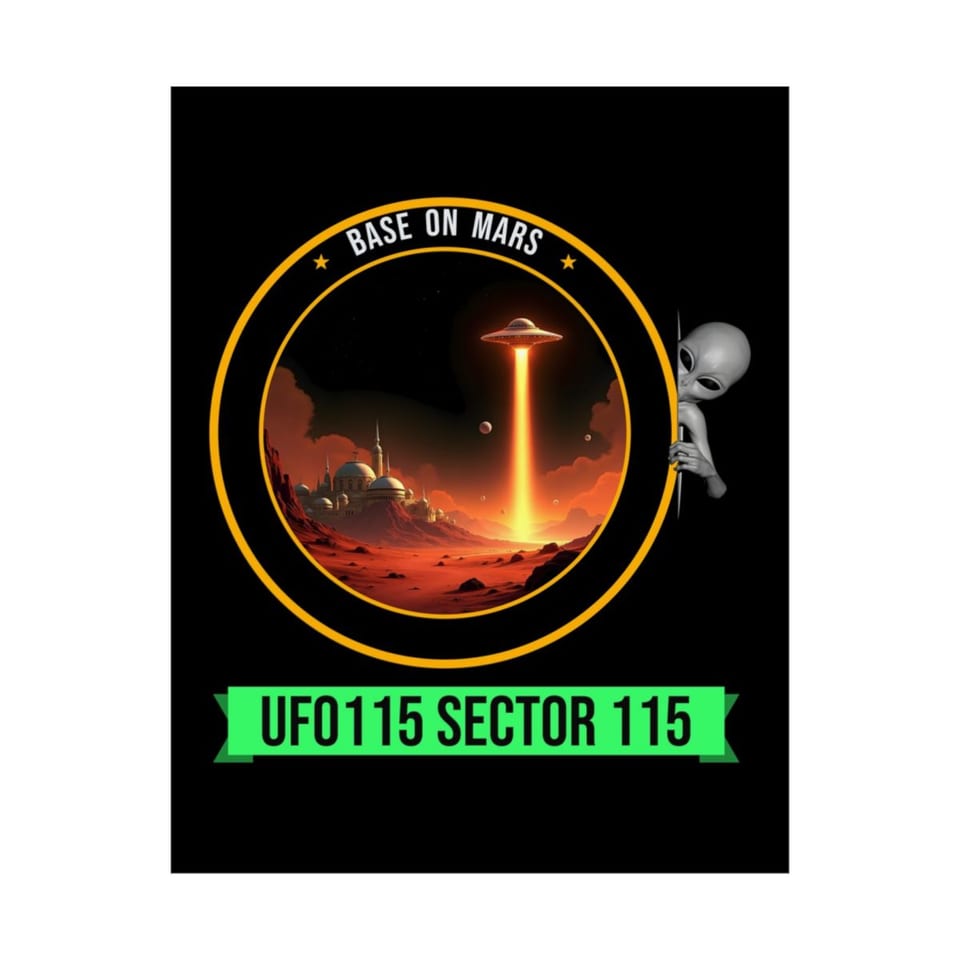 Base on Mars Mission Patch Poster, front 2 view (Printify product mockup)
