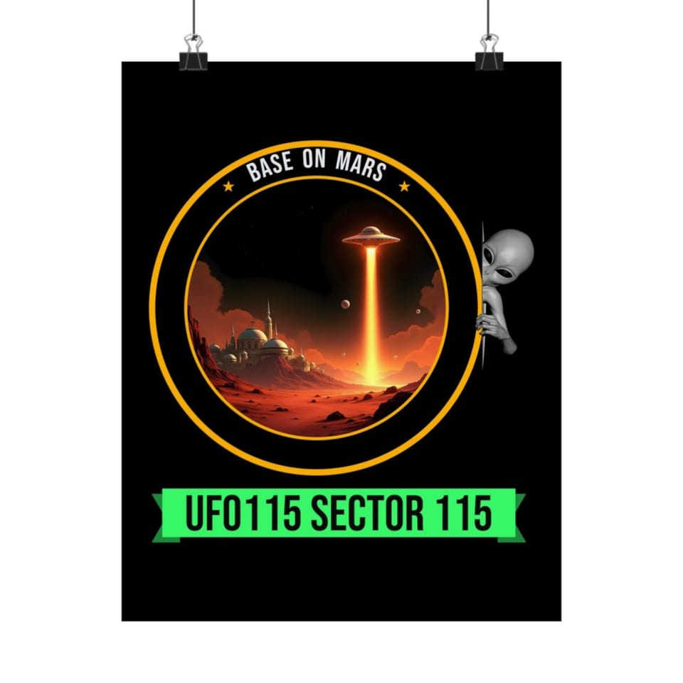 Base on Mars Mission Patch Poster, front view (Printify product mockup)