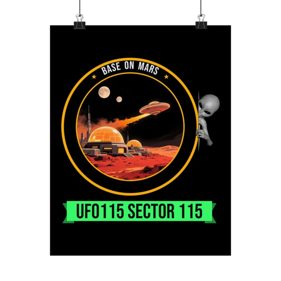 Base on Mars Mission Patch Poster, front view (Printify product mockup)