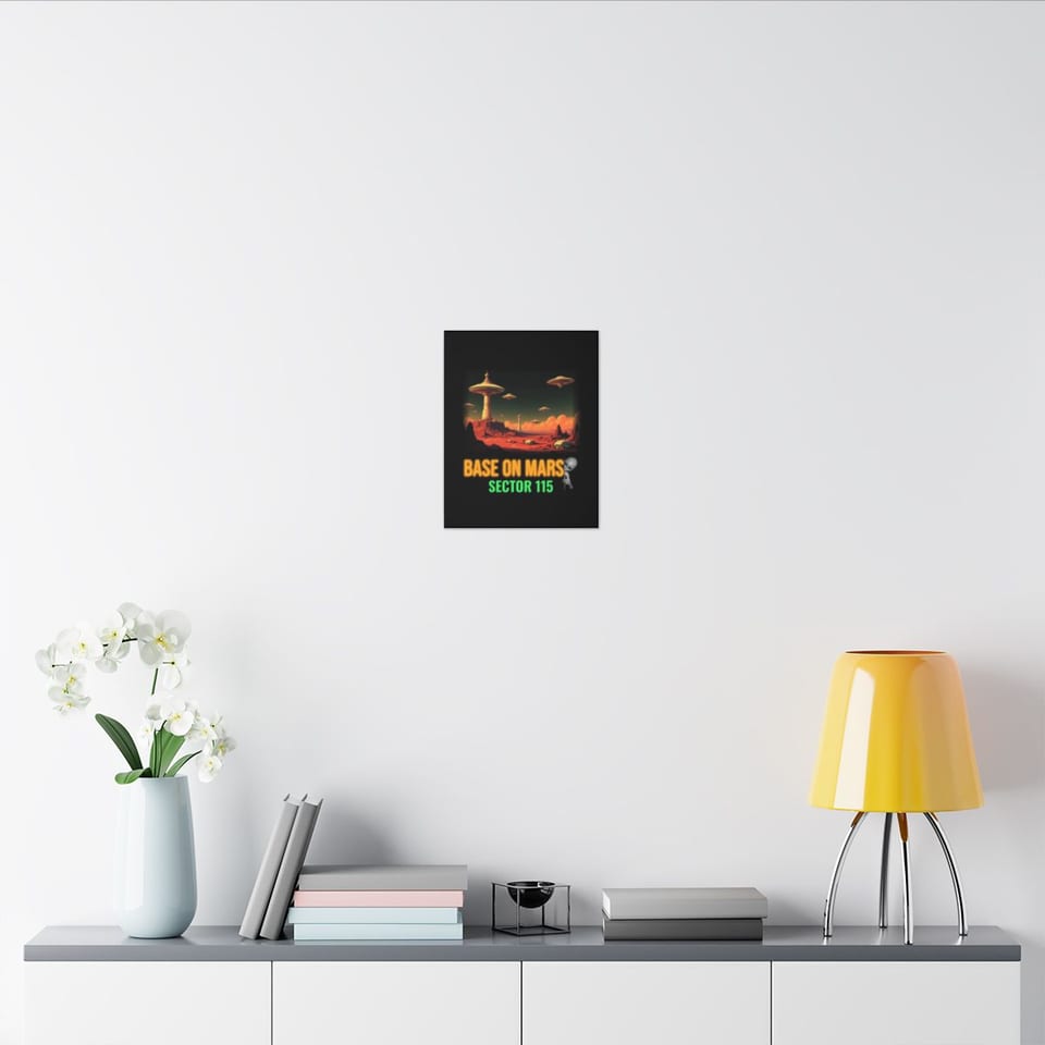 Base on Mars Retro Canvas, context 2 view (Printify product mockup)