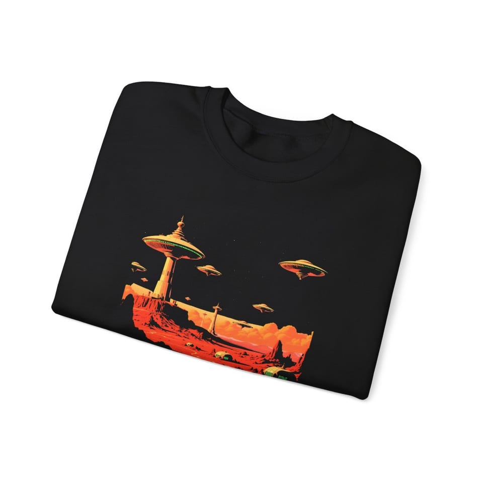Base on Mars Retro Crewneck Sweatshirt, folded view (Printify product mockup)