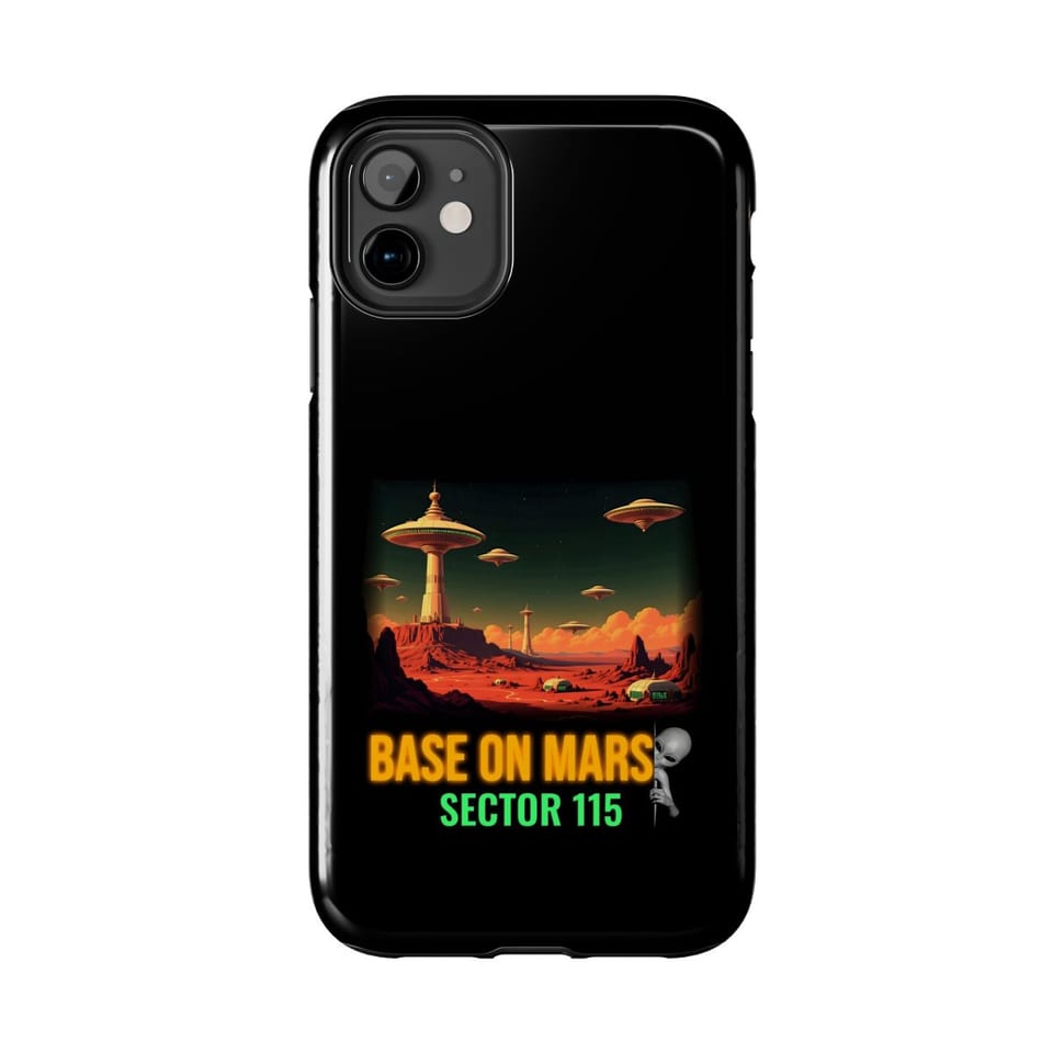 Base on Mars Retro Phone Case, front view (Printify product mockup)