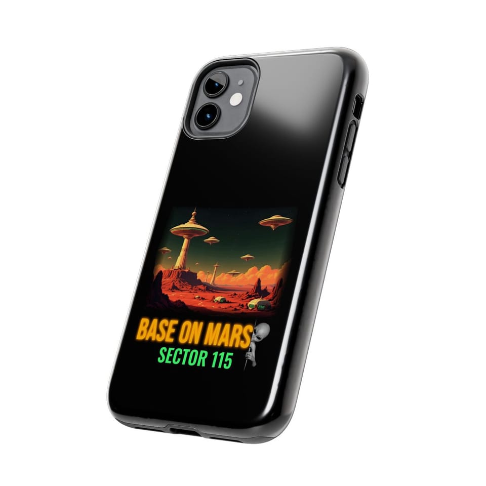 Base on Mars Retro Phone Case, side view (Printify product mockup)