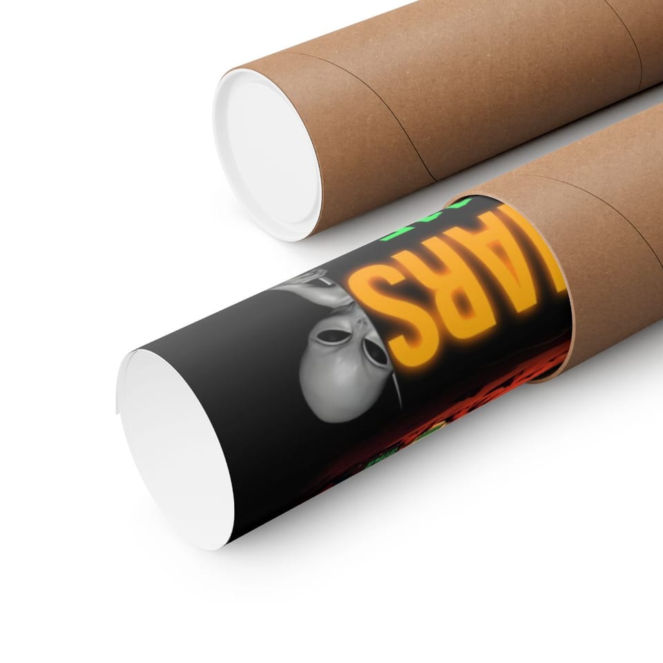 Base on Mars Retro Poster, close up view (Printify product mockup)