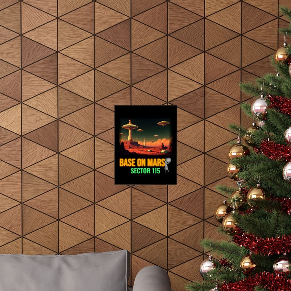 Base on Mars Retro Poster, context 1 view (Printify product mockup)