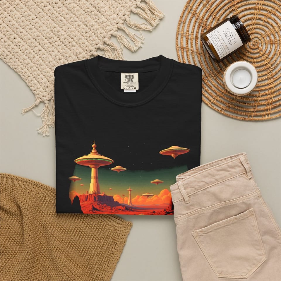Base on Mars Retro Tee, folded 2 view (Printify product mockup)