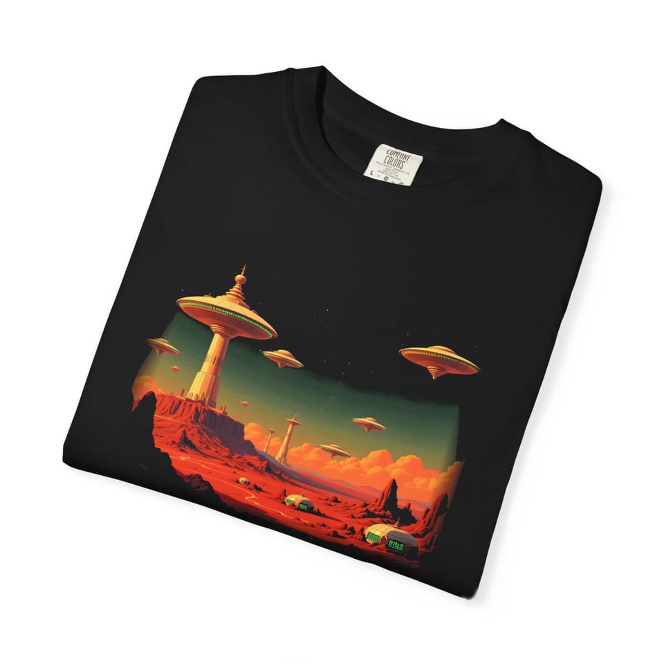 Base on Mars Retro Tee, folded view (Printify product mockup)