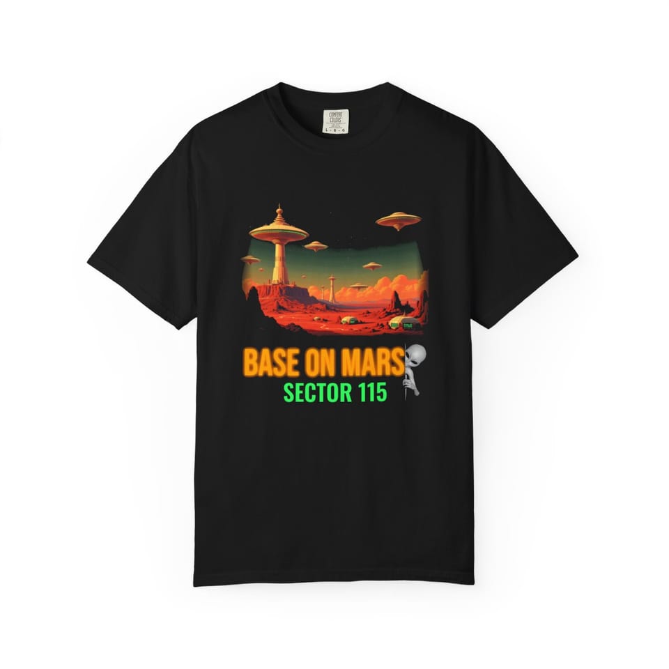 Base on Mars Retro Tee, front view (Printify product mockup)