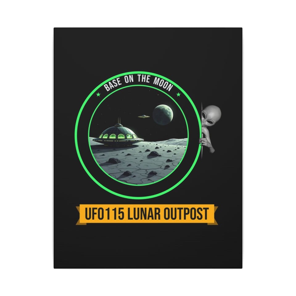Base on the Moon Mission Patch Canvas, front view (Printify product mockup)