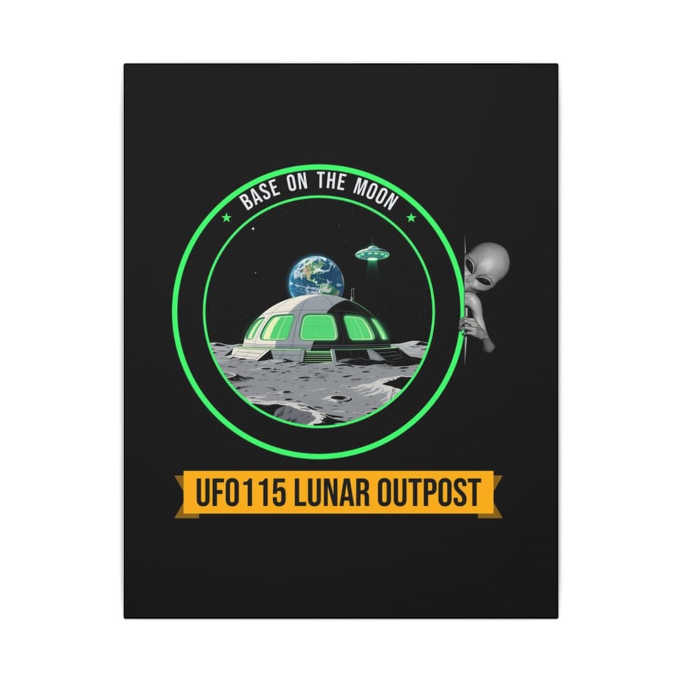 Base on the Moon Mission Patch Canvas, front view (Printify product mockup)