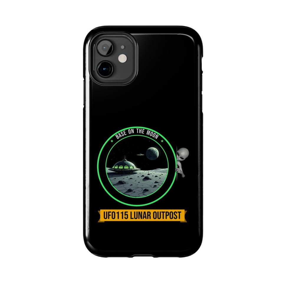 Base on the Moon Mission Patch Phone Case, front view (Printify product mockup)